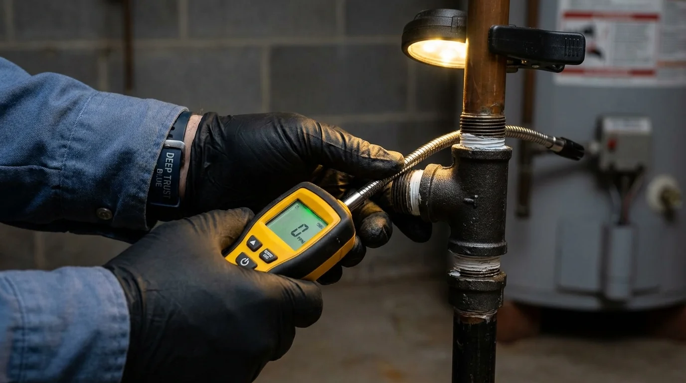 Gas leak detection with electronic sniffer by Johns Plumbing LLC in Murdo