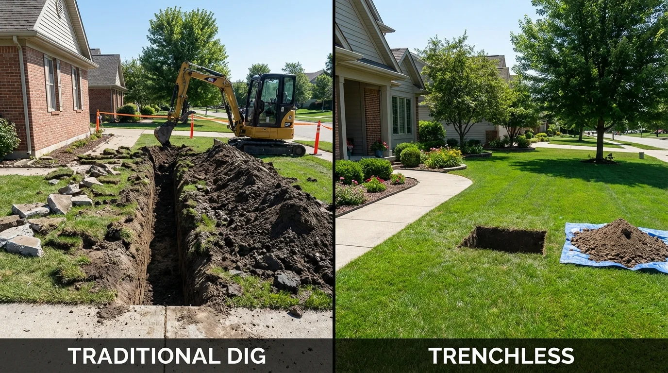 Trenchless sewer repair with minimal yard damage versus traditional excavation in Murdo, SD